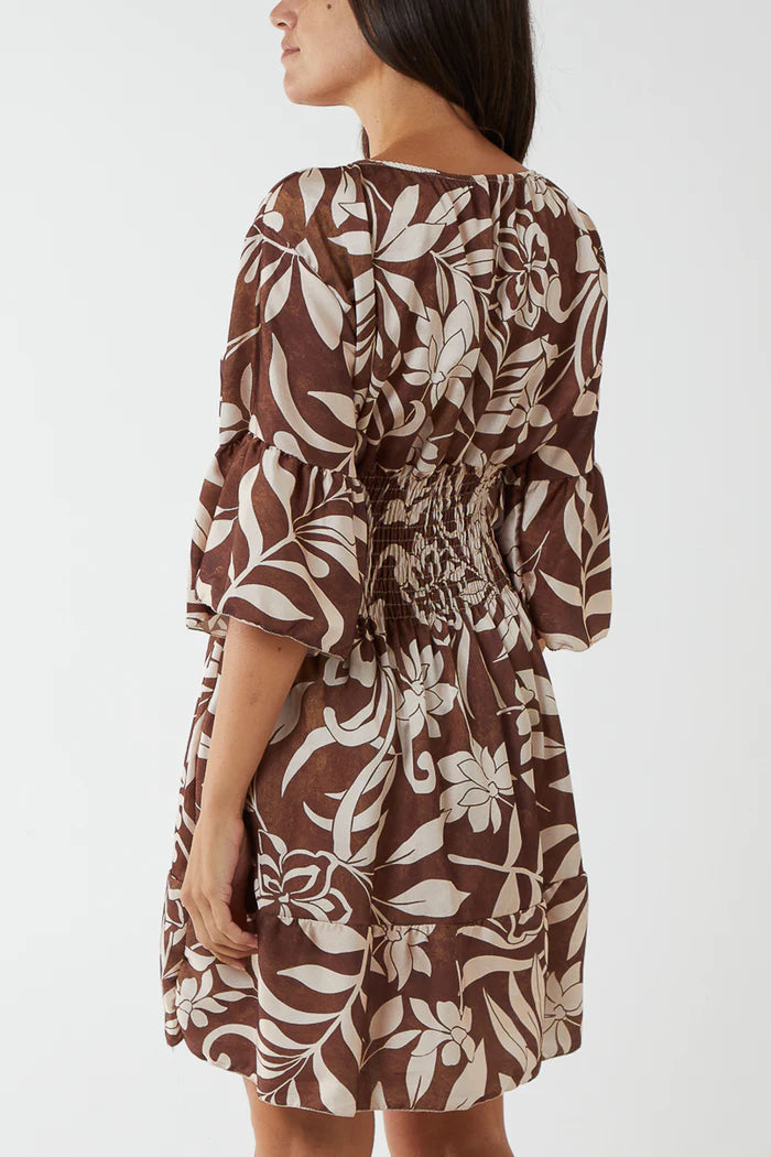 SALE!  Kelly Brown Sleeved Satin Dress