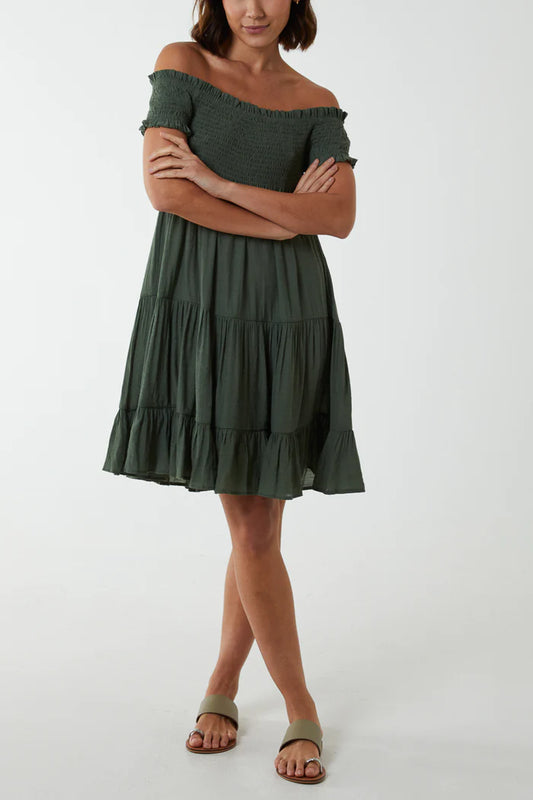 NEW IN ! Sarah Khaki Tiered Dress