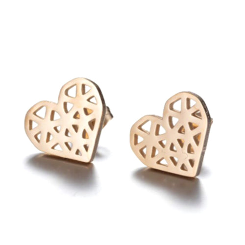 NEW IN ! Patterned Structured Heart Earrings in Rose Gold