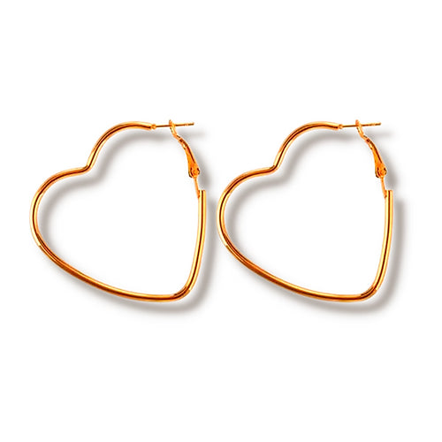 SALE ! Gold Heart Loop Earrings